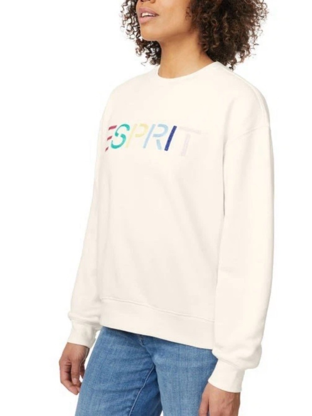 Esprit Women's Logo Vintage White Cream Viral 80s 90s Crew Neck Size Medium NWT - Picture 2 of 6